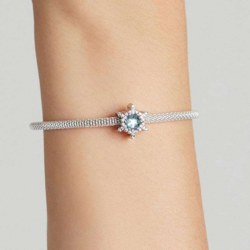925 Sterling Silver Diy Winter Snowflake Bracelet Bead Set