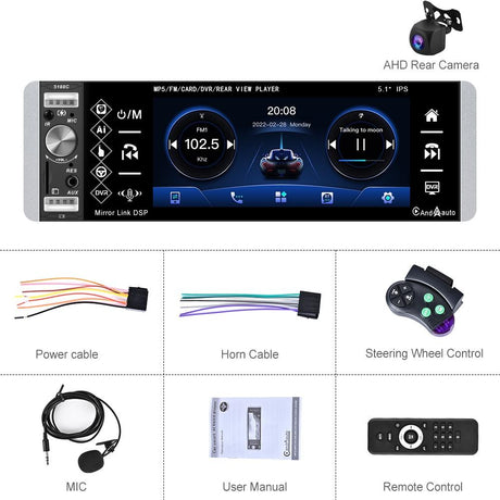 5.1 Inch Ips Capacitive Carplay Player + Ahd Camera - Standard