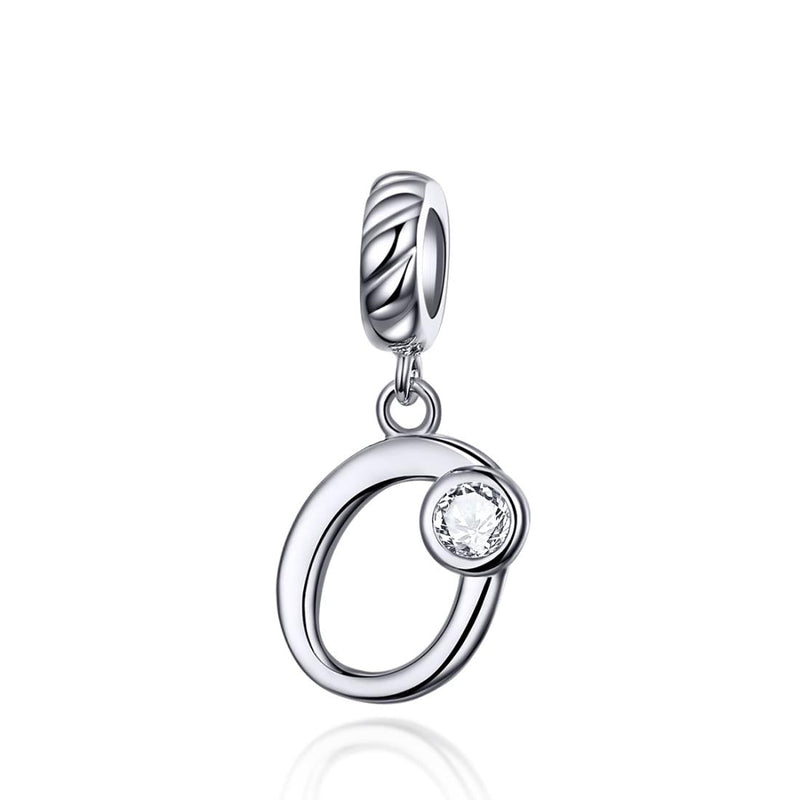 925 Sterling Silver Personalized Letter Pendant For Diy Bracelets & Necklaces Style - O