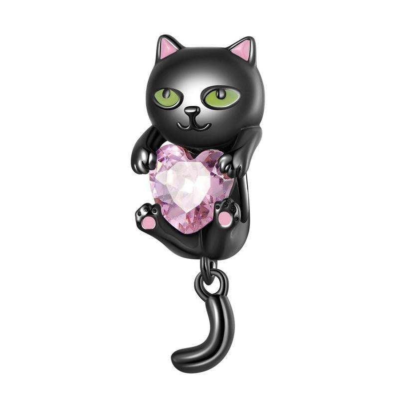 925 Sterling Silver Diy Black Cat Bracelet Bead