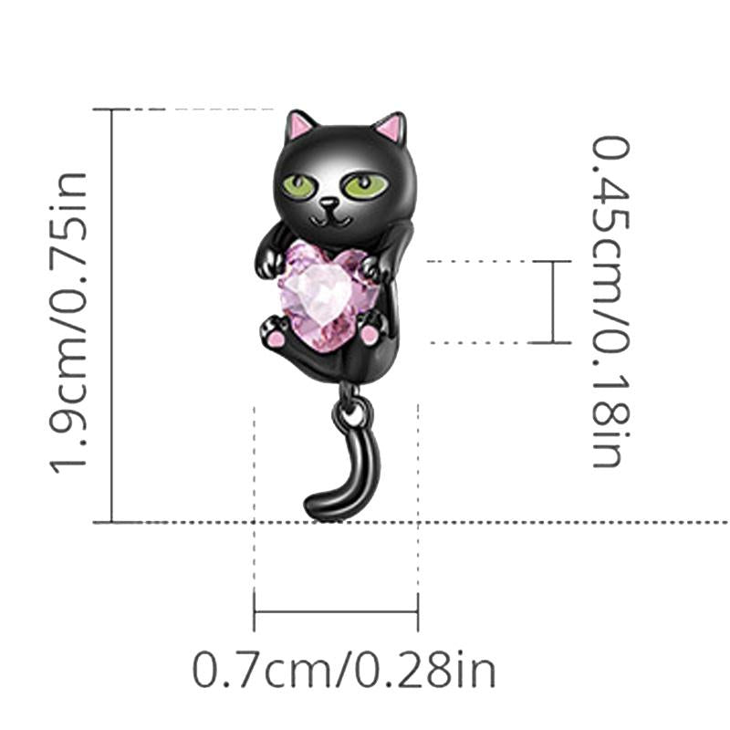 925 Sterling Silver Diy Black Cat Bracelet Bead
