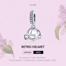 925 Sterling Silver Retro Helmet Pendant For Diy Bracelets & Necklaces