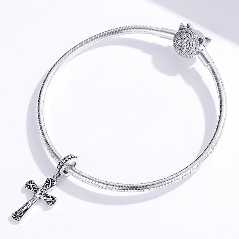925 Sterling Silver Cross Pendant For Diy Bracelets