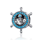 925 Sterling Silver Diy Boat Rudder Bracelet & Blue Beads