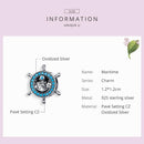925 Sterling Silver Diy Boat Rudder Bracelet & Blue Beads