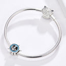 925 Sterling Silver Diy Boat Rudder Bracelet & Blue Beads