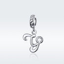 925 Sterling Silver Personalized Letter Pendant For Diy Bracelets And Necklaces Style - Y