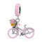 925 Sterling Silver Pink Bicycle Pendant For Bracelet Or Necklace
