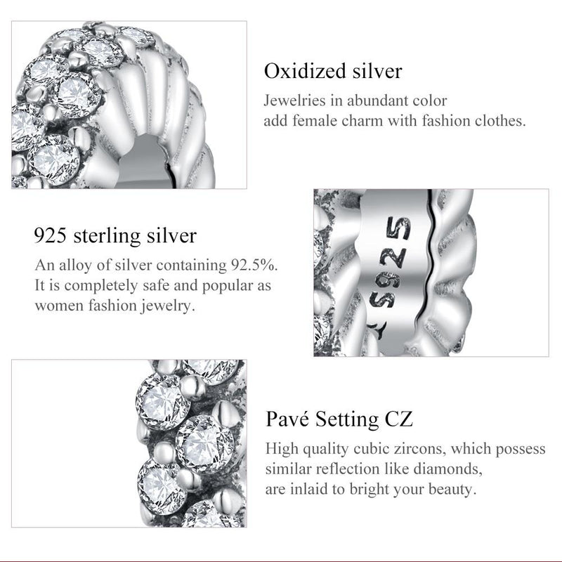 925 Sterling Silver Sparkling Winter Zircon Beads For Diy Bracelets & Necklaces