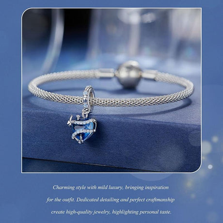 925 Sterling Silver Blue Magic Heart Necklace Pendant
