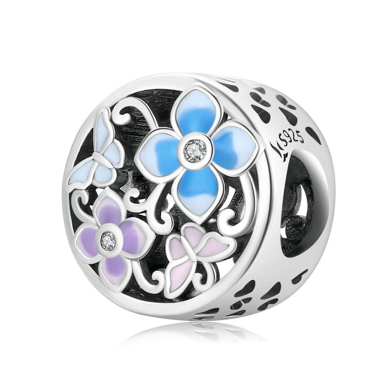 925 Sterling Silver Flower Butterfly Beads For Diy Bracelets & Necklaces
