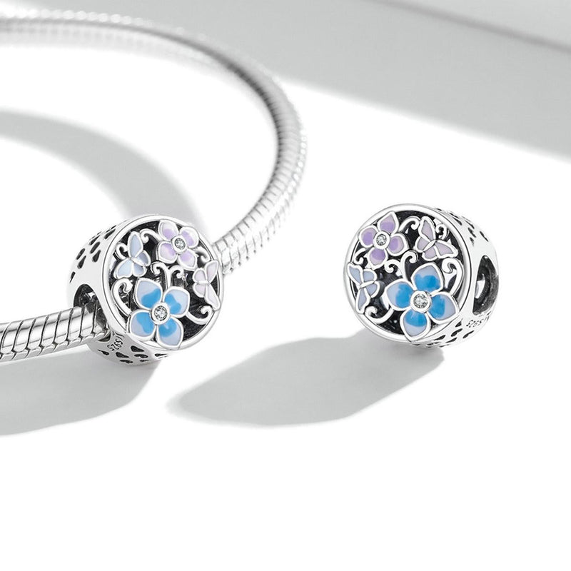 925 Sterling Silver Flower Butterfly Beads For Diy Bracelets & Necklaces
