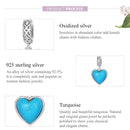 925 Sterling Silver Turquoise Heart Pendant For Diy Bracelets & Necklaces
