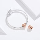 925 Sterling Silver Golden Heart Loose Beads For Diy Bracelets
