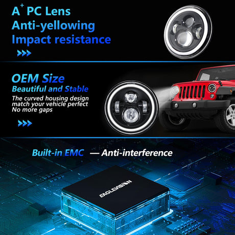 7 Inch Car Colorful Round Angel Eye Headlight