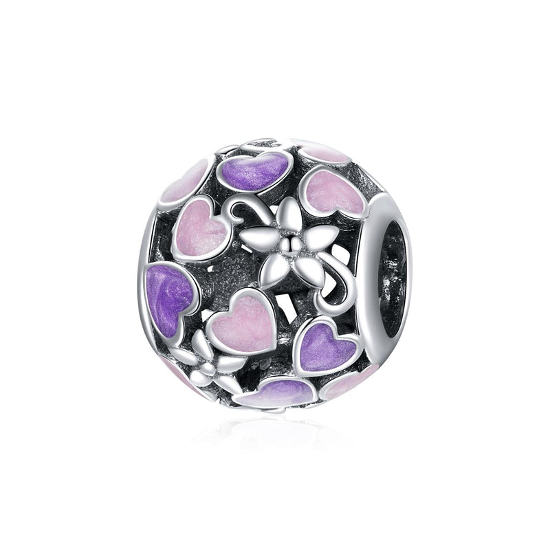925 Sterling Silver Flower Heart Beads For Diy Bracelets & Necklaces