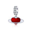 925 Sterling Silver Red Love Planet Pendant For Diy Bracelets