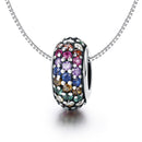 925 Sterling Silver Rainbow Diamond Bead Pendant For Diy Bracelets And Necklaces