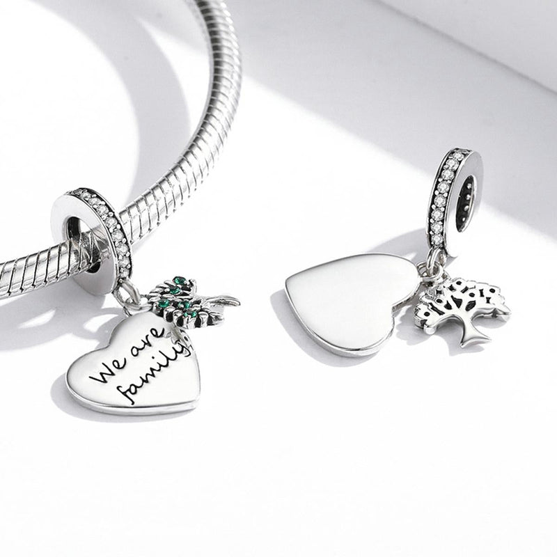 925 Sterling Silver Heart Tree Pendant For Bracelet Or Necklace