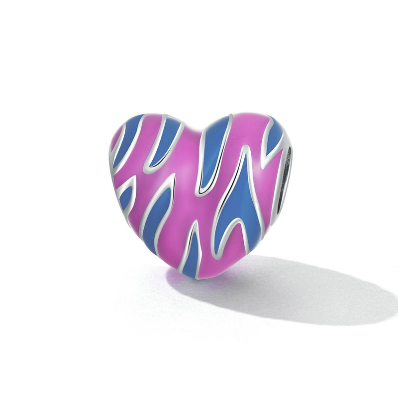 925 Sterling Silver Contrast Heart Beads For Diy Bracelets & Necklaces