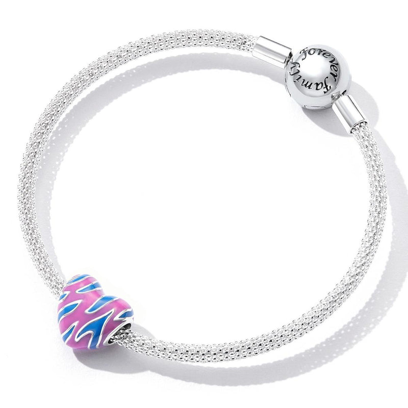 925 Sterling Silver Contrast Heart Beads For Diy Bracelets & Necklaces