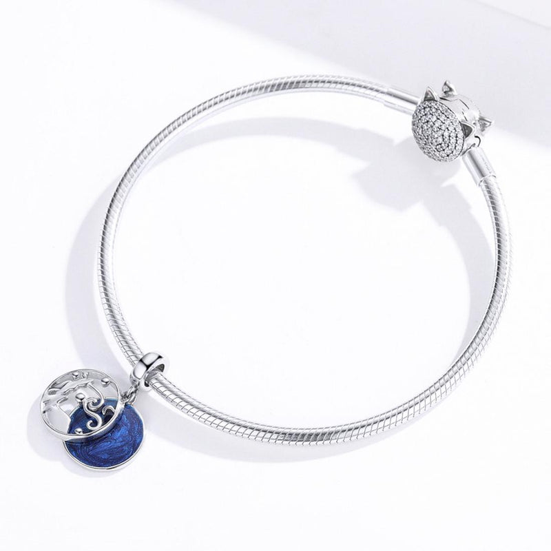 925 Sterling Silver Starry Sky Pendant For Diy Bracelets & Necklaces