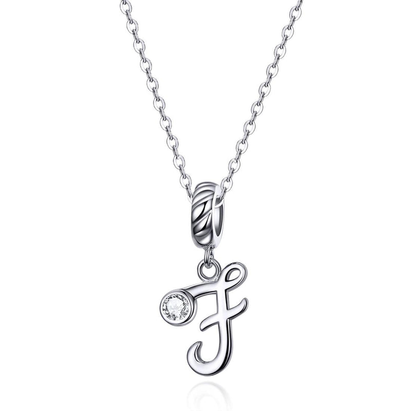 925 Sterling Silver Personalized Letter Pendant For Diy Bracelets And Necklaces Style - F