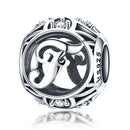 925 Sterling Silver 26 English Letter Beads For Diy Bracelets & Necklaces Style - F