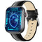 2.1 Inch Screen Smart Watch With Blood Sugar / Blood Oxygen Monitoring / Sos Alarm / 100+ Sports Modes - Black 3-Bead Steel - Black Leather