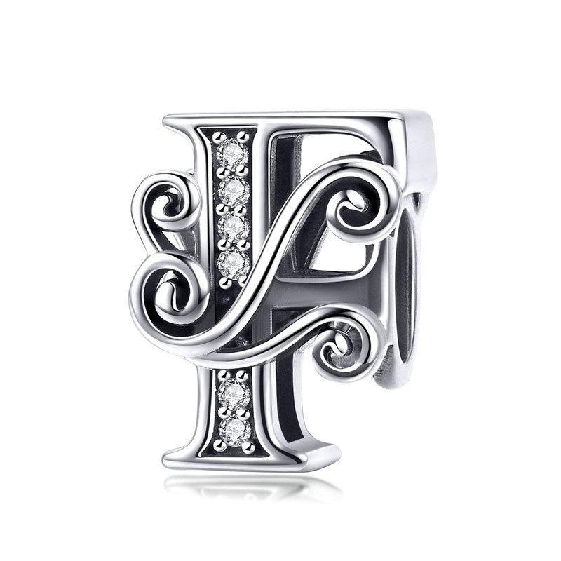 Diy Beaded Bracelet With Zircon Beads 26 Letters Style - F