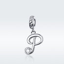925 Sterling Silver Personalized Letter Pendant For Diy Bracelets & Necklaces Style - P
