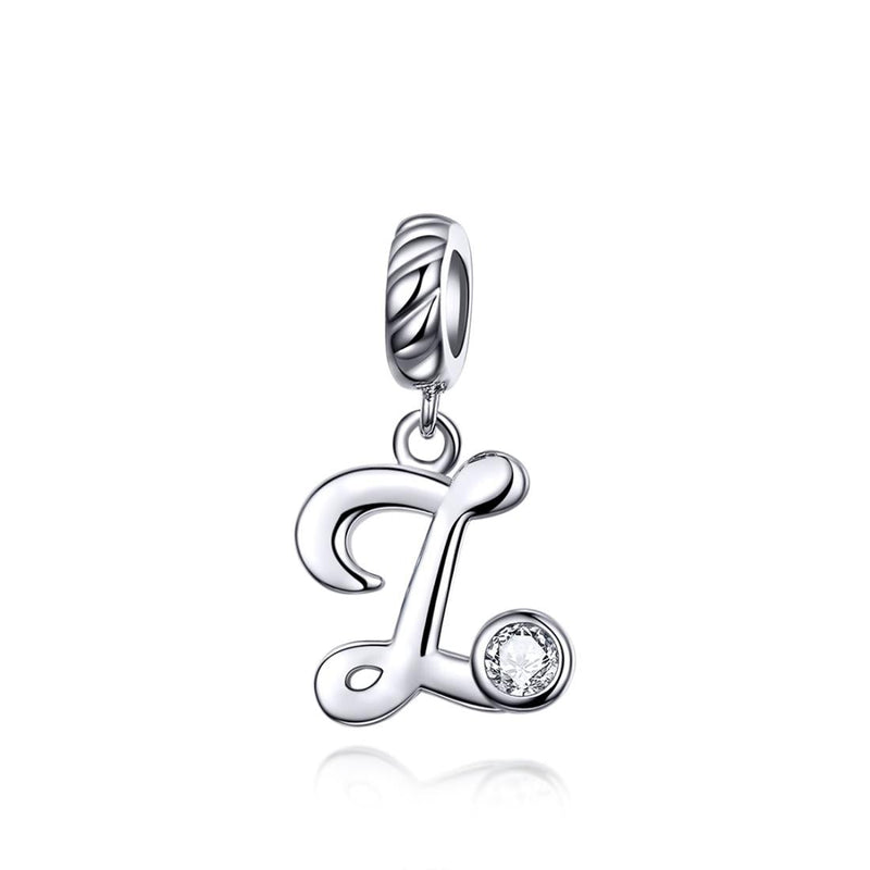 925 Sterling Silver 26 English Letter Beads For Diy Bracelets & Necklaces Style - Z
