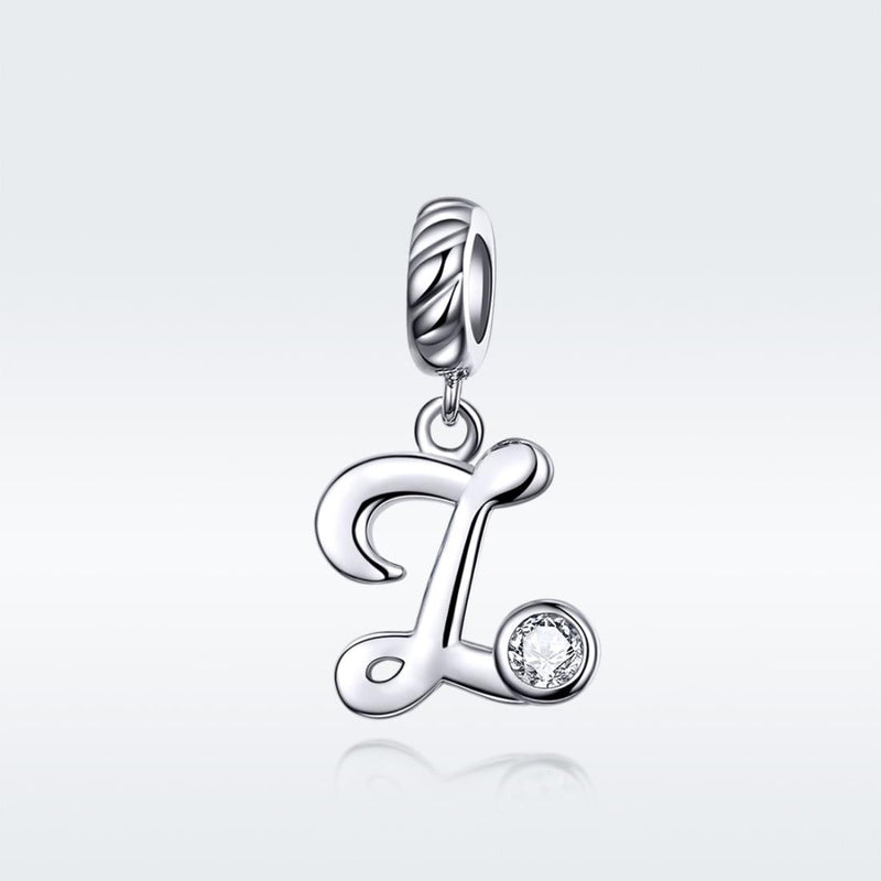 925 Sterling Silver 26 English Letter Beads For Diy Bracelets & Necklaces Style - Z