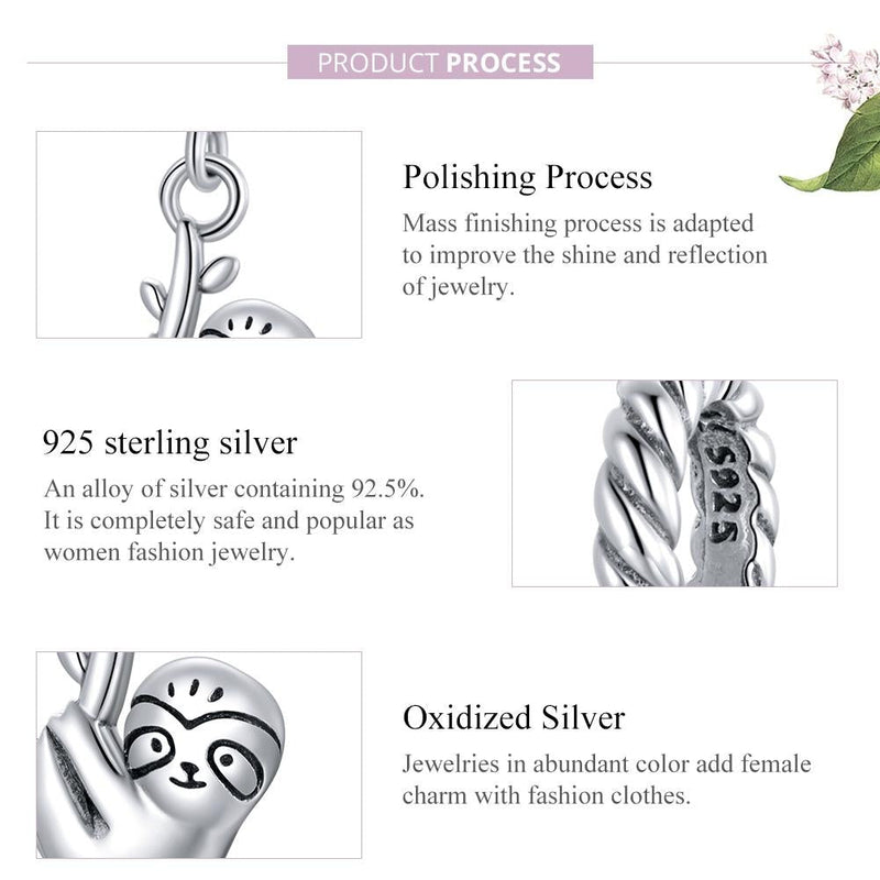 925 Sterling Silver Sloth Pendant For Diy Bracelets & Necklaces