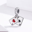 925 Sterling Silver Red Heart Pendant For Diy Bracelet Or Necklace