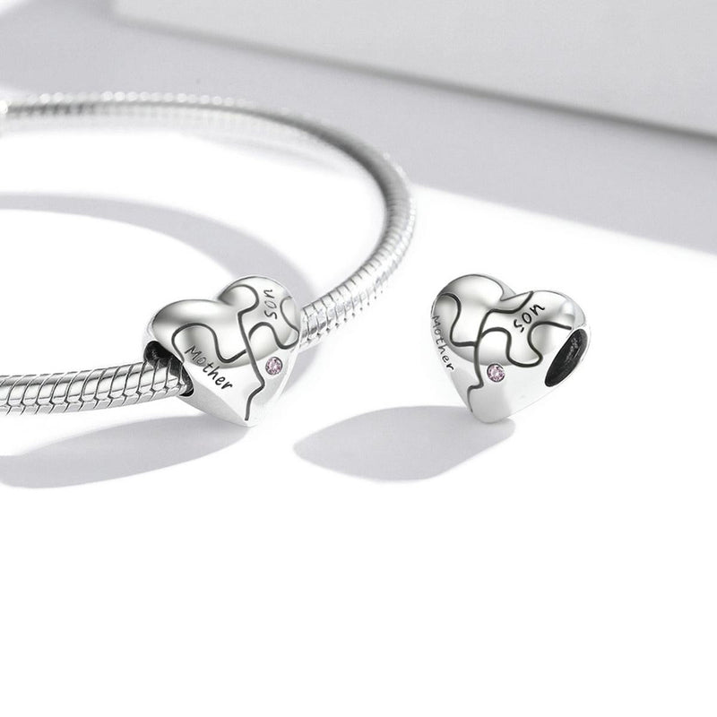 925 Sterling Silver Diy Heart Puzzle Beads For Bracelet / Necklace