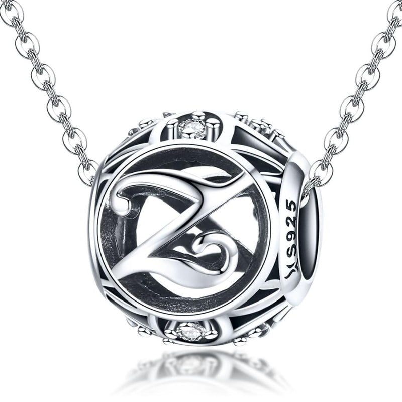 925 Sterling Silver 26 English Letter Beads For Diy Bracelets & Necklaces Style - Z