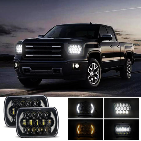 7 Inch 5X7 / 7X6 H4 Dc 9V - 30V 30000Lm 300W 8Leds Car Square Shape Led Headlight Lamps For Jeep Wrangler