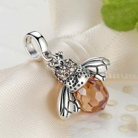925 Sterling Silver Bee Crystal Pendant