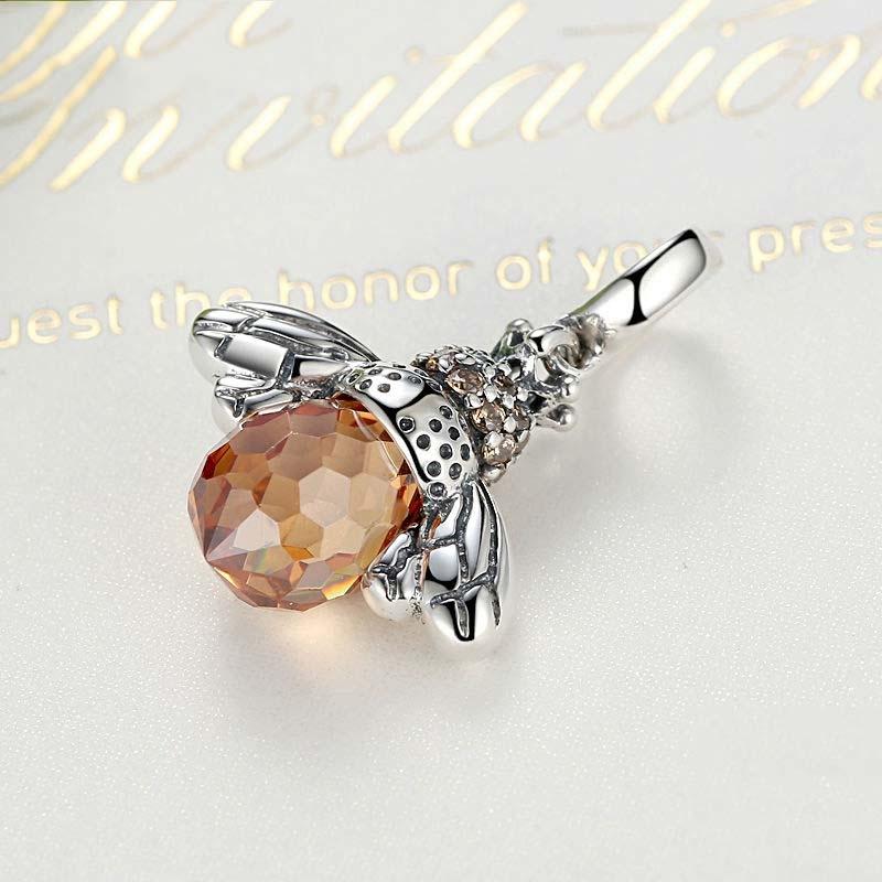 925 Sterling Silver Bee Crystal Pendant