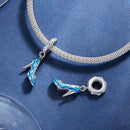 925 Sterling Silver Blue Magic Dance Shoes Necklace Pendant