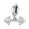925 Sterling Silver Weightlifting Barbell Pendant For Bracelets / Necklaces