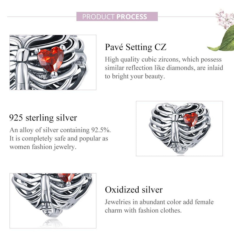 925 Sterling Silver Heart Beads For Diy Bracelets & Necklaces