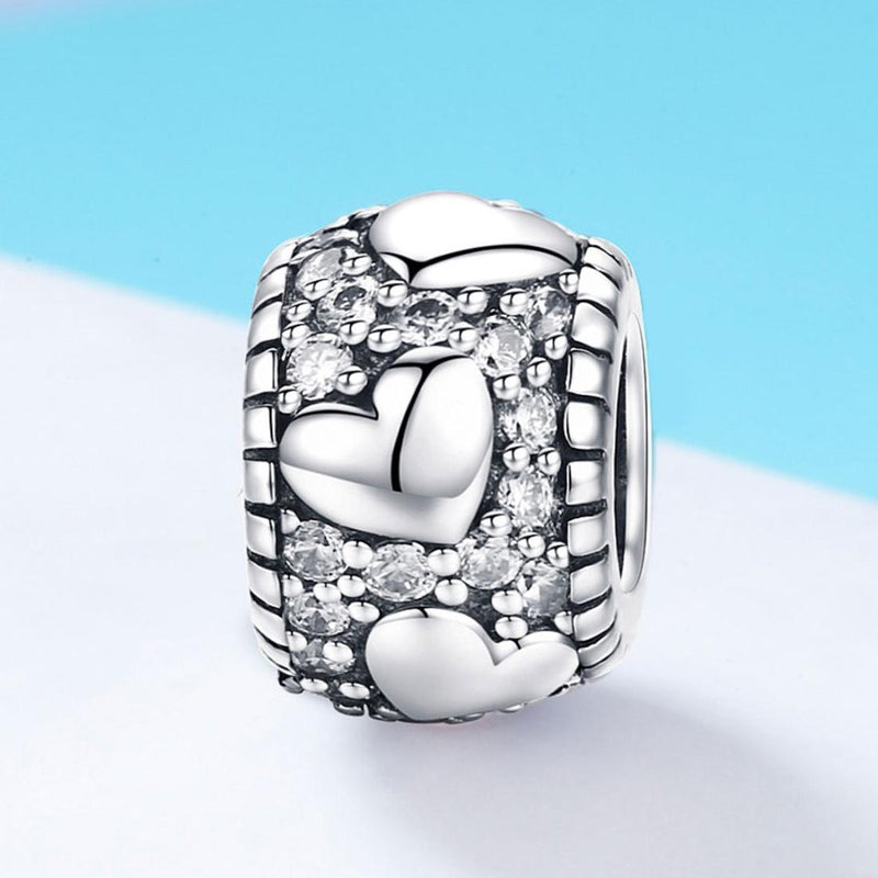 925 Sterling Silver Shiny Heart Beads For Diy Bracelets & Necklaces