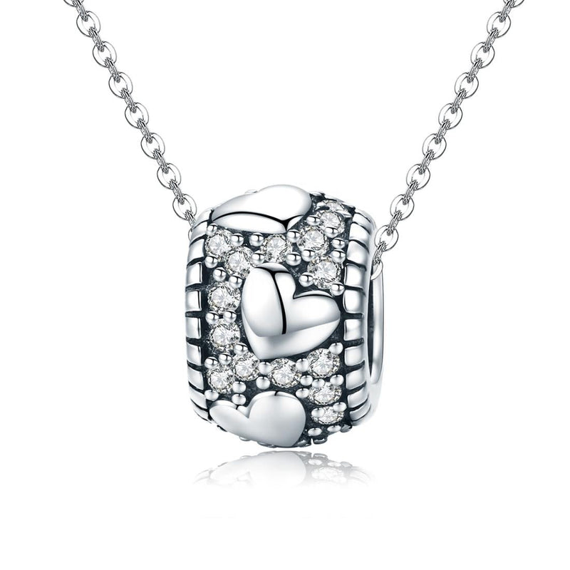 925 Sterling Silver Shiny Heart Beads For Diy Bracelets & Necklaces