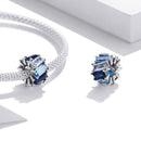 925 Sterling Silver Blue Zircon Cube Beads For Diy Bracelets & Necklaces