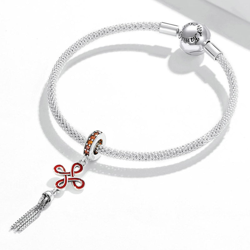 925 Sterling Silver Chinese Knot Pendant For Diy Bracelets & Necklaces