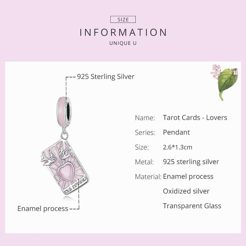 925 Sterling Silver Tarot Lover Pendant For Diy Bracelet Or Necklace