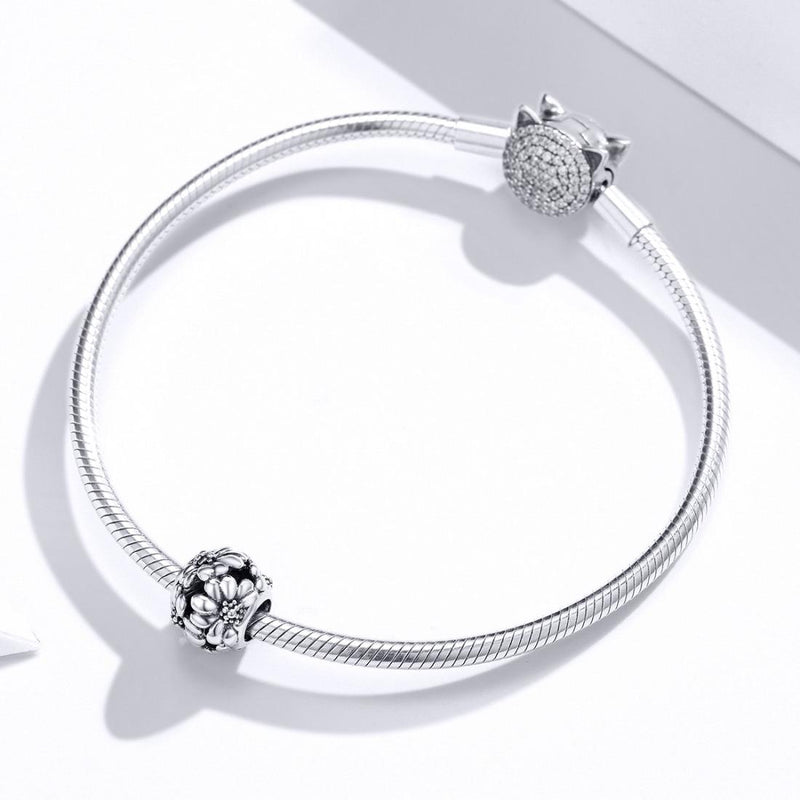 925 Sterling Silver Daisy Beads For Diy Bracelets & Necklaces