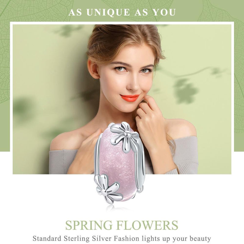 925 Sterling Silver Spring Flower Beads For Diy Bracelets & Necklaces